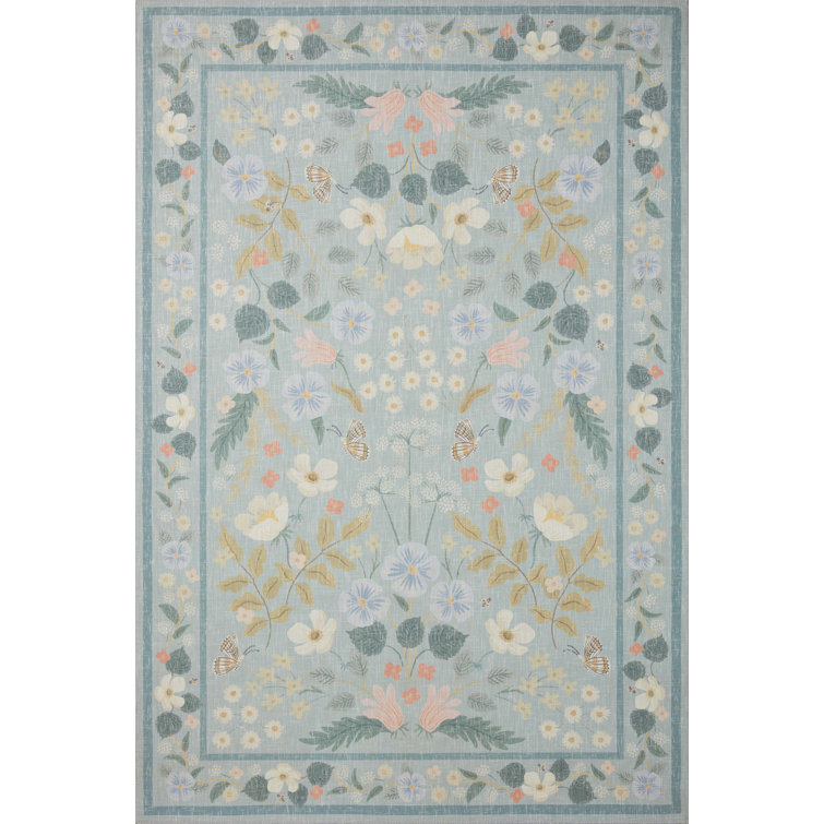 Rifle Paper Co. x Loloi Floral Willow Sky Area Rug & Reviews Wayfair